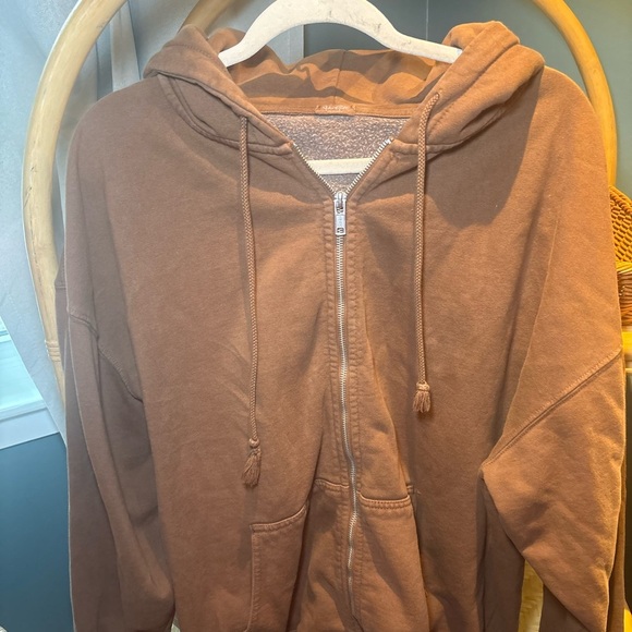 Brandy Melville Christie Brown Hooded Zip-Up Jacket - Picture 4 of 7